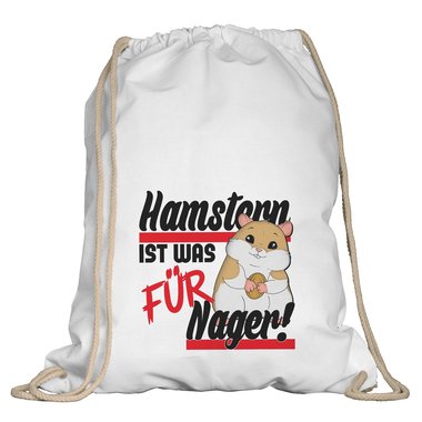 Jutebeutel & Turnbeutel - Hamstern ist was fr Nager! weiss-Turnbeutel