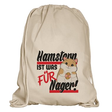 Jutebeutel & Turnbeutel - Hamstern ist was fr Nager! weiss-Turnbeutel