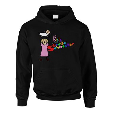 Lager- Kinder T-Shirt und Hoodie Kollektion - Beste Groe Schwester - Outfit fr stolze Geschwister Pullover und Shirt dunkelblau-Hoodie-weiss 110-116 #1