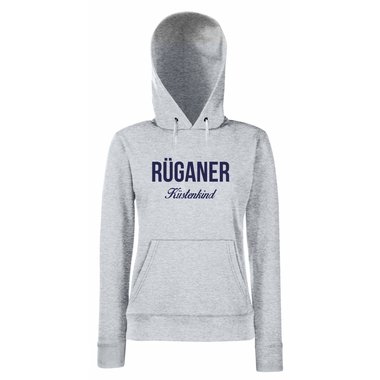 Damen Hoodie Rganer Kstenkind grau-dunkelblau S