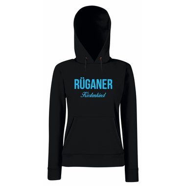 Damen Hoodie Rganer Kstenkind grau-dunkelblau S