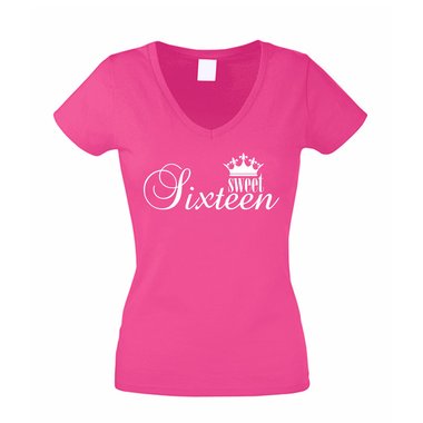 Damen V-Neck T-Shirt - Sweet Sixteen pink L