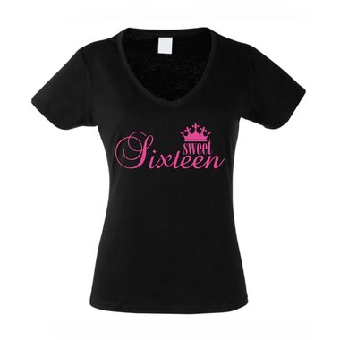 Damen V-Neck T-Shirt - Sweet Sixteen pink L