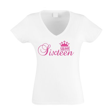 Damen V-Neck T-Shirt - Sweet Sixteen pink L