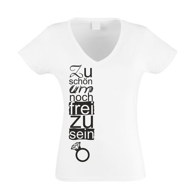 Zu schn um noch frei zu sein - Damen V-Neck T-Shirt weiss XXL