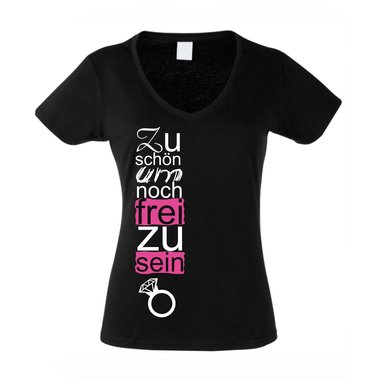 Zu schn um noch frei zu sein - Damen V-Neck T-Shirt weiss XXL