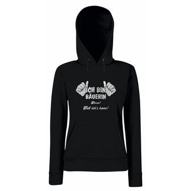 Damen Hoodie Ich bin Buerin - weil ichs kann! grau-gruen S