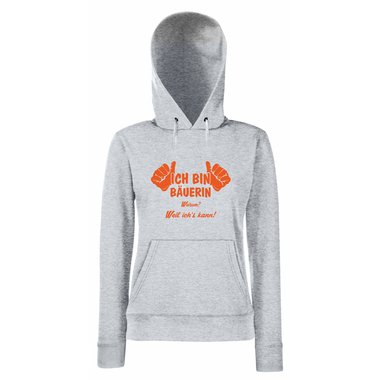 Damen Hoodie Ich bin Buerin - weil ichs kann! grau-gruen S