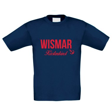 Kinder T-Shirt - Wismar Kstenkind dunkelblau-rot 110-116