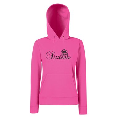 Damen Hoodie - Sweet Sixteen grau-schwarz M