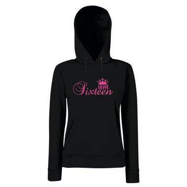 Damen Hoodie - Sweet Sixteen grau-schwarz M