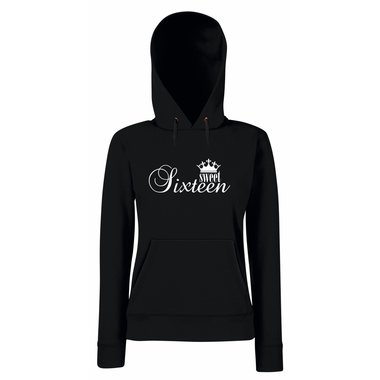 Damen Hoodie - Sweet Sixteen grau-schwarz M