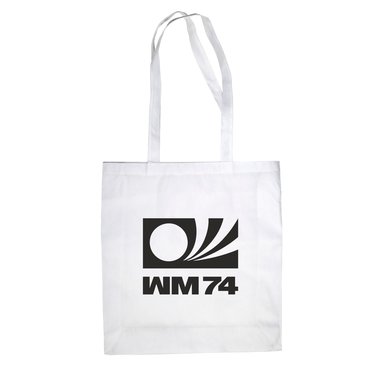 Baumwolltasche Jutebeutel - Fuball WM 74 schwarz-weiss