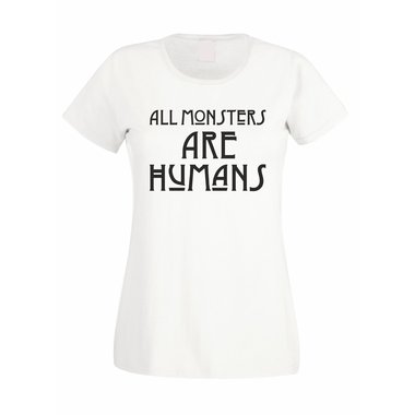 Damen T-Shirt - All Monsters are Humans weiss-schwarz XXL