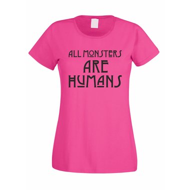 Damen T-Shirt - All Monsters are Humans weiss-schwarz XXL