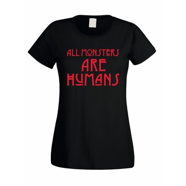 Damen T-Shirt - All Monsters are Humans weiss-schwarz XXL