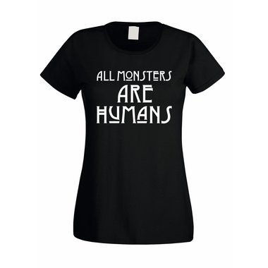 Damen T-Shirt - All Monsters are Humans weiss-schwarz XXL