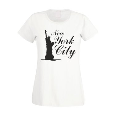 Damen T-Shirt - New York City weiss-schwarz XXL