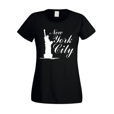 Damen T-Shirt - New York City weiss-schwarz XXL