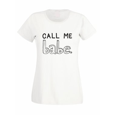 Damen T-Shirt - Call me Babe weiss-schwarz XXL