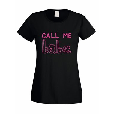 Damen T-Shirt - Call me Babe weiss-schwarz XXL