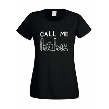 Damen T-Shirt - Call me Babe weiss-schwarz XXL