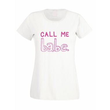 Damen T-Shirt - Call me Babe weiss-schwarz XXL