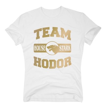 Herren T-Shirt - TEAM HODOR von House Stark weiss-schwarz XXXL