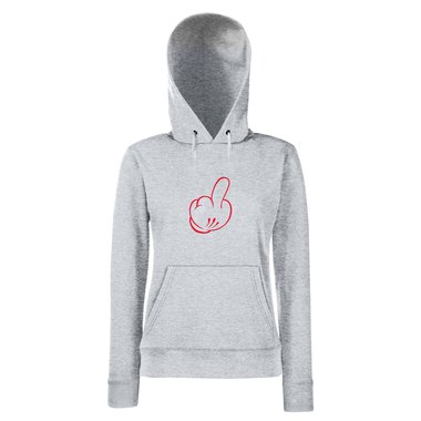 Damen Hoodie - Mickey Middle Finger fuchsia-schwarz L