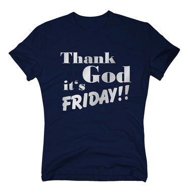 Herren T-Shirt - Thank God its Friday!! dunkelblau-gold 4XL