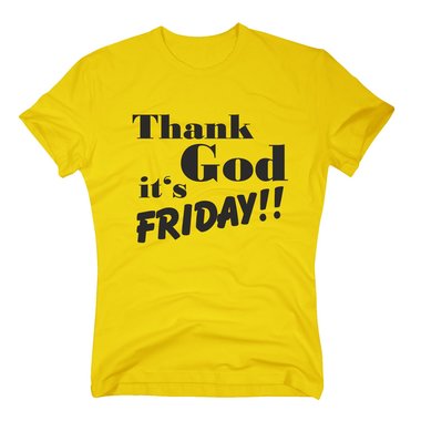 Herren T-Shirt - Thank God its Friday!! dunkelblau-gold 4XL