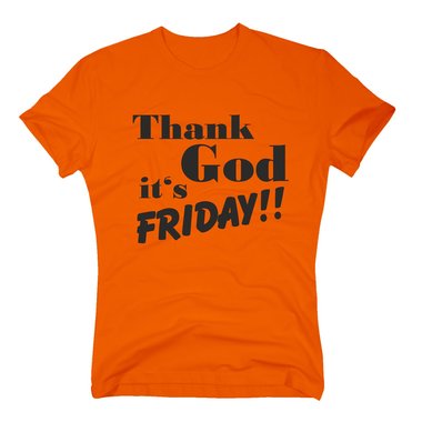 Herren T-Shirt - Thank God its Friday!! dunkelblau-gold 4XL