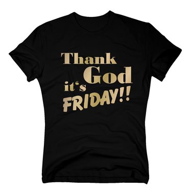 Herren T-Shirt - Thank God its Friday!! dunkelblau-gold 4XL