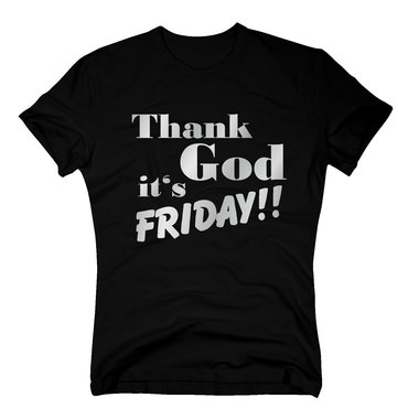 Herren T-Shirt - Thank God its Friday!! dunkelblau-gold 4XL