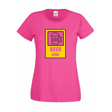 Damen T-Shirt Oktoberfest Beer Zone pink L