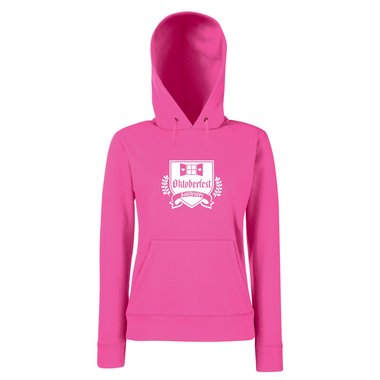 Damen Hoodie - Oktoberfest Saufgruppe fuchsia-apfelgruen L