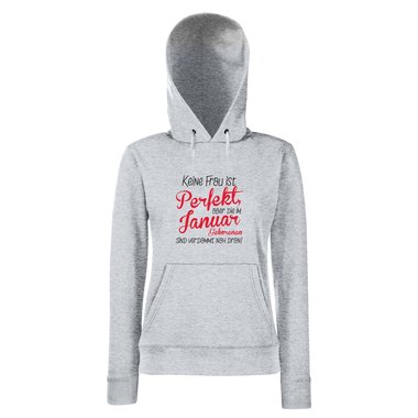 Damen Hoodie - Keine Frau ist perfekt, aber die im Januar Geborenen sind verdammt nah dran! fuchsia-gelb L