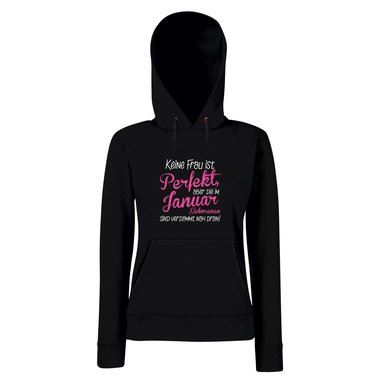 Damen Hoodie - Keine Frau ist perfekt, aber die im Januar Geborenen sind verdammt nah dran! fuchsia-gelb L