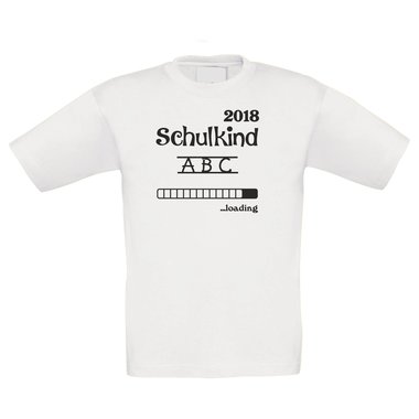 Kinder T-Shirt - Schulkind Loading 2018 weiss-schwarz 98-104