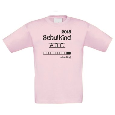 Kinder T-Shirt - Schulkind Loading 2018 weiss-schwarz 98-104