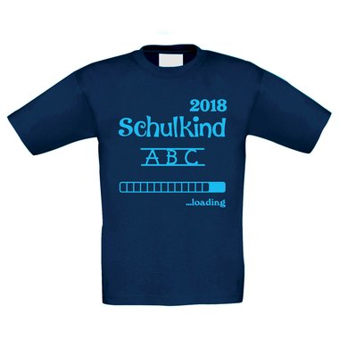 Kinder T-Shirt - Schulkind Loading 2018 weiss-schwarz 98-104