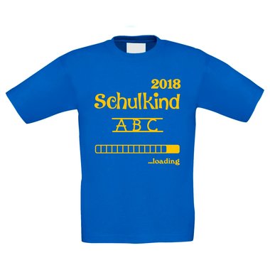 Kinder T-Shirt - Schulkind Loading 2018 weiss-schwarz 98-104