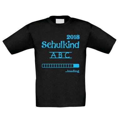 Kinder T-Shirt - Schulkind Loading 2018 weiss-schwarz 98-104