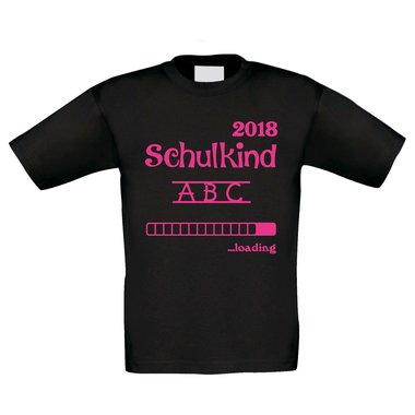 Kinder T-Shirt - Schulkind Loading 2018 weiss-schwarz 98-104