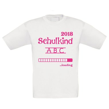 Kinder T-Shirt - Schulkind Loading 2018 weiss-schwarz 98-104