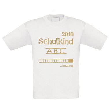 Kinder T-Shirt - Schulkind Loading 2018 weiss-schwarz 98-104