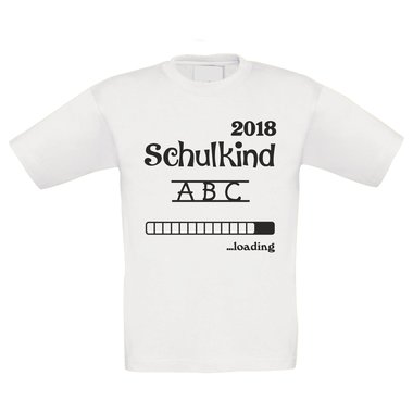 Kinder T-Shirt - Schulkind Loading 2018 weiss-schwarz 98-104