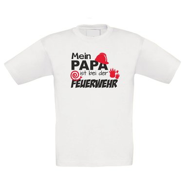 Kinder T-Shirt Feuerwehr-Mein Papa ist bei der Feuerwehr weiss-rot 98-104