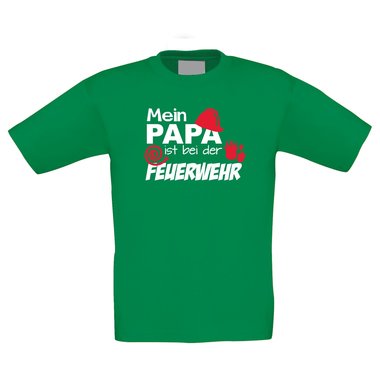 Kinder T-Shirt Feuerwehr-Mein Papa ist bei der Feuerwehr weiss-rot 98-104