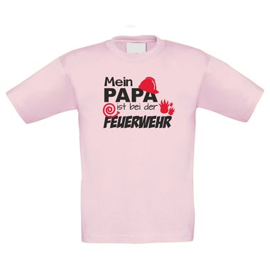 Kinder T-Shirt Feuerwehr-Mein Papa ist bei der Feuerwehr weiss-rot 98-104